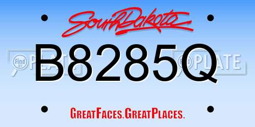 B8285Q South Dakota License Plate
