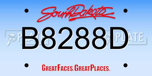 B8288D South Dakota License Plate