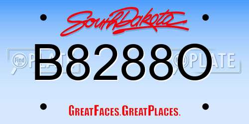 B8288O South Dakota License Plate