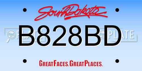 B828BD South Dakota License Plate