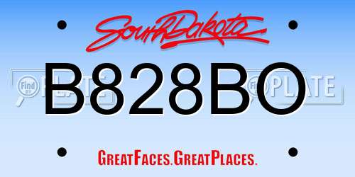 B828BO South Dakota License Plate