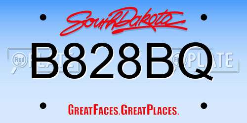 B828BQ South Dakota License Plate
