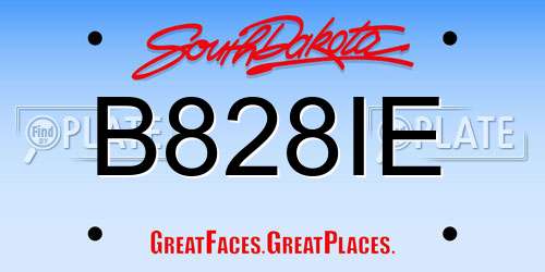 B828IE South Dakota License Plate