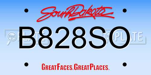 B828SO South Dakota License Plate