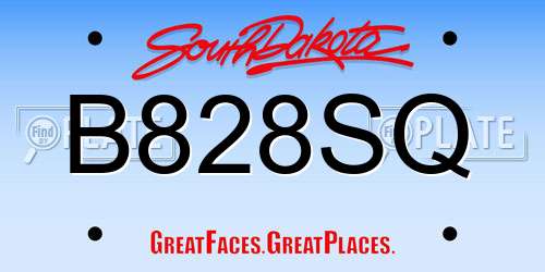 B828SQ South Dakota License Plate