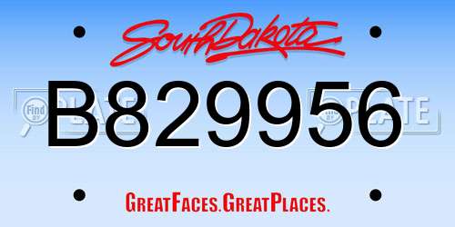 B829956 South Dakota License Plate