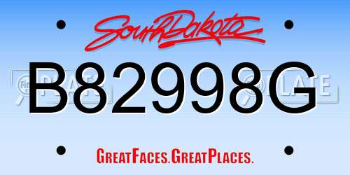 B82998G South Dakota License Plate