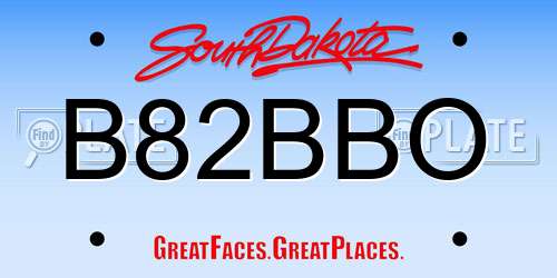 B82BBO South Dakota License Plate