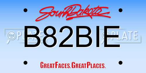 B82BIE South Dakota License Plate