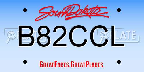 B82CCL South Dakota License Plate
