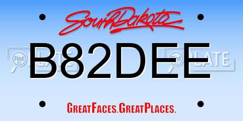 B82DEE South Dakota License Plate
