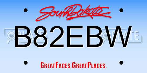 B82EBW South Dakota License Plate