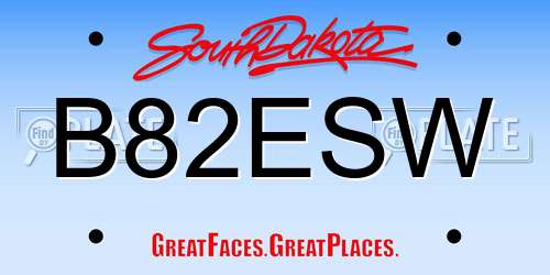 B82ESW South Dakota License Plate