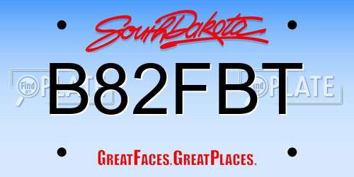 B82FBT South Dakota License Plate