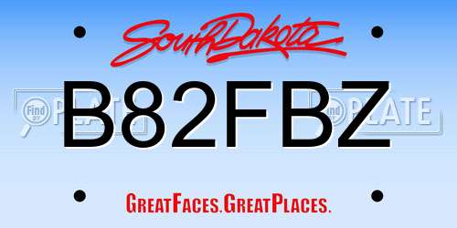 B82FBZ South Dakota License Plate