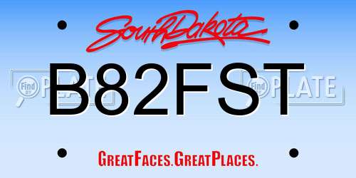 B82FST South Dakota License Plate