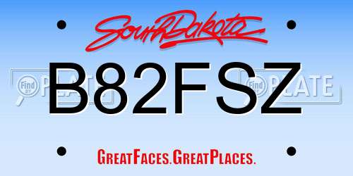 B82FSZ South Dakota License Plate