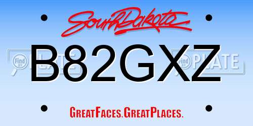 B82GXZ South Dakota License Plate