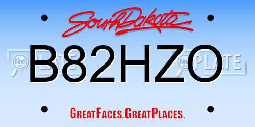 B82HZO South Dakota License Plate