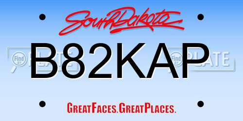 B82KAP South Dakota License Plate