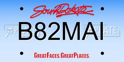 B82MAI South Dakota License Plate