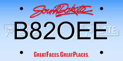B82OEE South Dakota License Plate