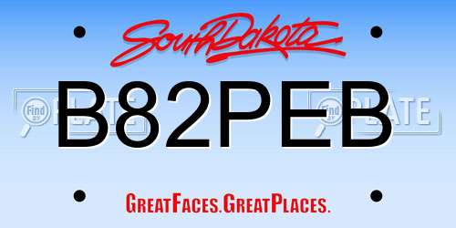 B82PEB South Dakota License Plate