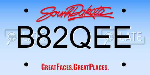 B82QEE South Dakota License Plate