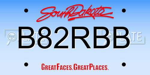 B82RBB South Dakota License Plate