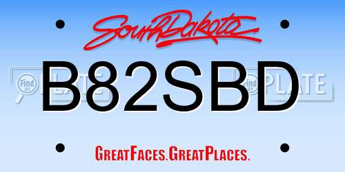 B82SBD South Dakota License Plate