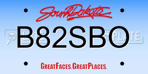 B82SBO South Dakota License Plate