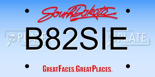 B82SIE South Dakota License Plate