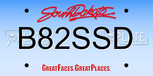 B82SSD South Dakota License Plate