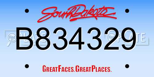 B834329 South Dakota License Plate