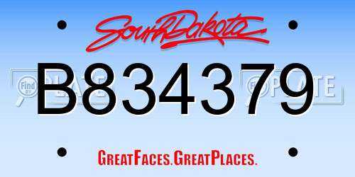 B834379 South Dakota License Plate