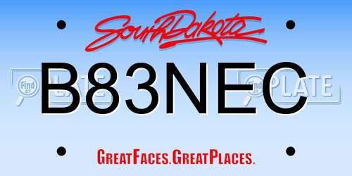B83NEC South Dakota License Plate