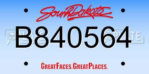 B840564 South Dakota License Plate