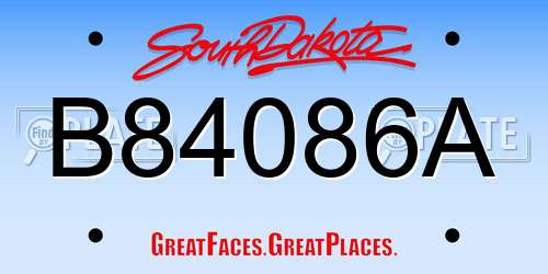 B84086A South Dakota License Plate