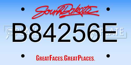 B84256E South Dakota License Plate