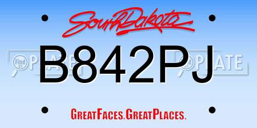B842PJ South Dakota License Plate