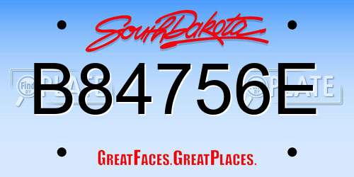 B84756E South Dakota License Plate