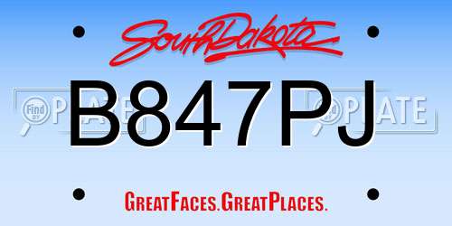 B847PJ South Dakota License Plate