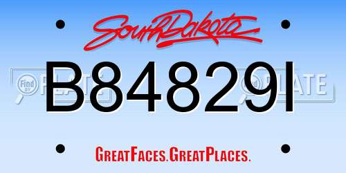 B84829I South Dakota License Plate