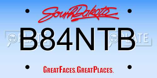 B84NTB South Dakota License Plate