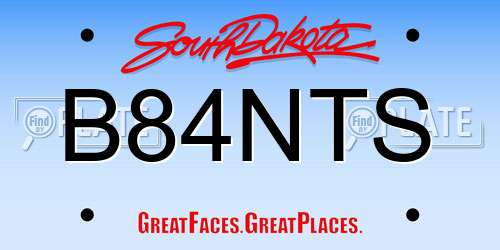 B84NTS South Dakota License Plate
