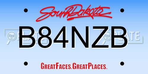 B84NZB South Dakota License Plate
