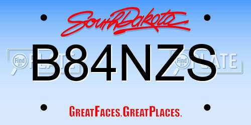 B84NZS South Dakota License Plate