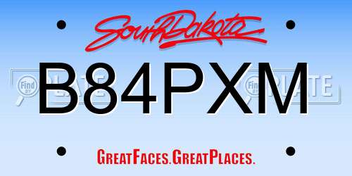 B84PXM South Dakota License Plate