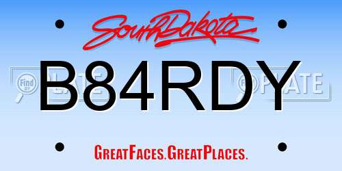 B84RDY South Dakota License Plate