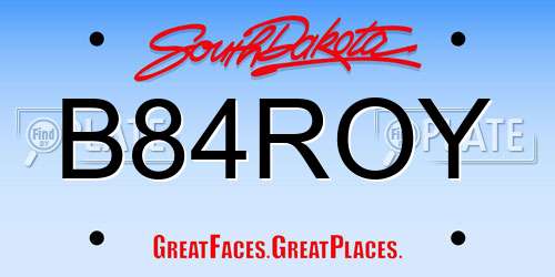 B84ROY South Dakota License Plate